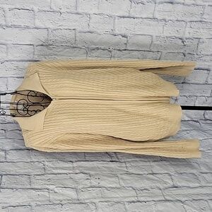 CRYSTAL KOBE Tan Cable Knit Sweater‎ Cardigan Size Large